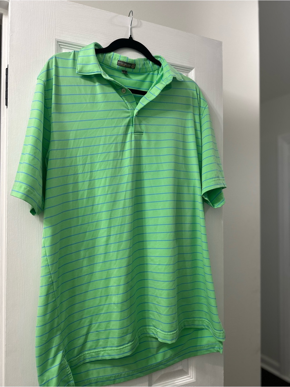 Peter Millar Green Summer Comfort Striped Polo